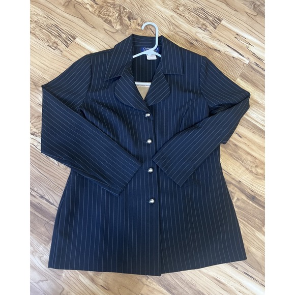 Willow Ridge Jackets & Blazers - Willow Ridge Jacket Women Size 10  Lightweight‎  Pockets Pinstriped Black